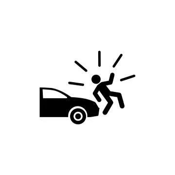 Car Knock Down Pedestrian Flat Vector Icon Stock Illustration