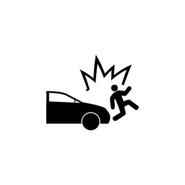 Car Knock Down Pedestrian Flat Vector Icon Stock Illustration
