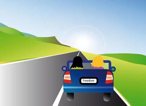 Car in landscape Stock Illustration