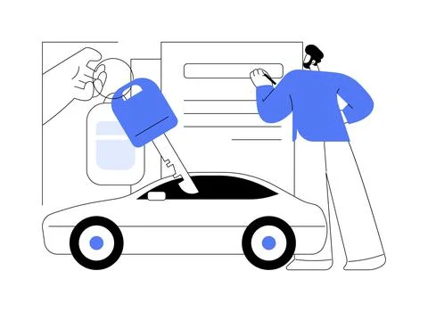 Car leasing abstract concept vector illustration. Illustrazione stock