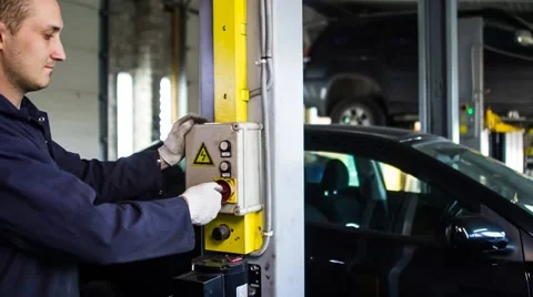 The Car on the Lift Stock Footage 67461624