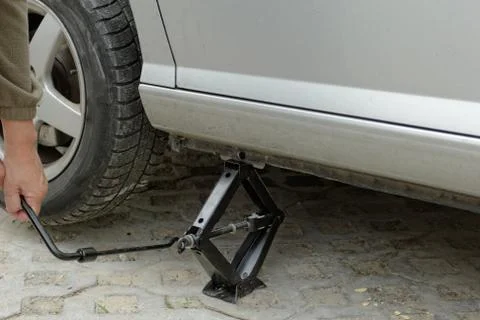 Car lifted up Stock Photos