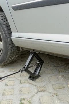 Car lifted up Foto stock