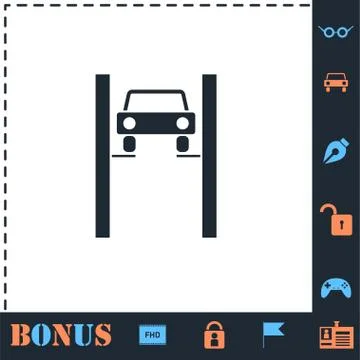Car lifting icon flat Stock Illustration