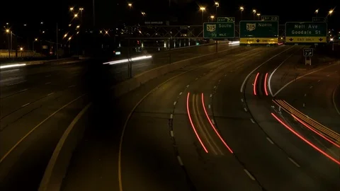 Car light streaks time-lapse on interstate in Columbus,OH Stock Footage 81145738