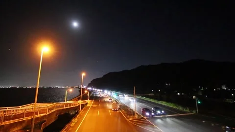 Car light trail time-lapse (Oita City, Oita Prefecture) Stock Footage 337548622