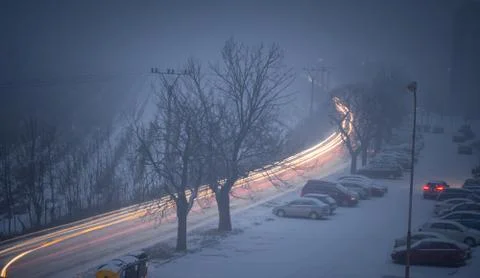 Car light trails in night Stock Photos