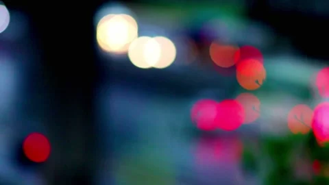 Car lights with bokeh effect at night Stock Footage 330566460