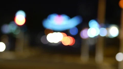 Car Lights at Night Stock Footage 113321496