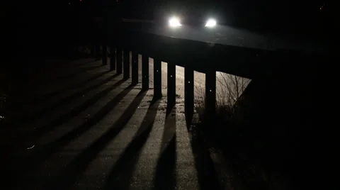 Car Lights at night with shadow Stock Footage 46480214