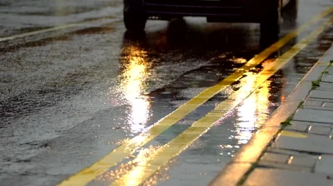 Car lights reflecting in the rain Stock Footage 44014897