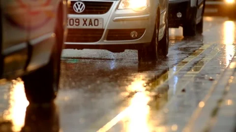 Car lights reflecting in the rain Stock-Footage 44018883