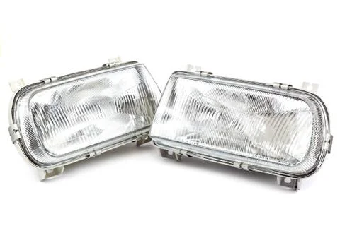Car lights on white background. Stock Photos