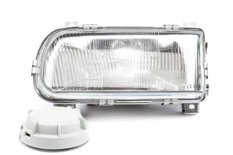 Car lights on white background. Stock Photos