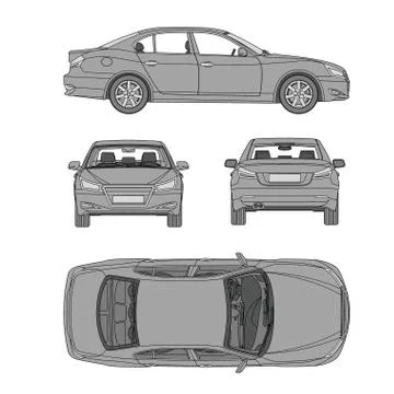 Car line draw insurance, rent damage, condition report form blueprint Stock Illustration