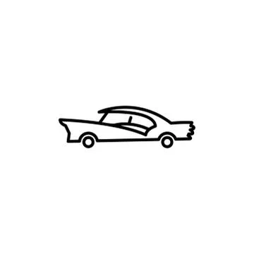 Car Line Icon In Flat Style Vector For Apps, UI, Websites. Black Icon Vector Stock Illustration