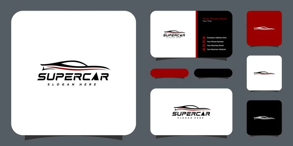 Car line logo vector design and business card Stock Illustration