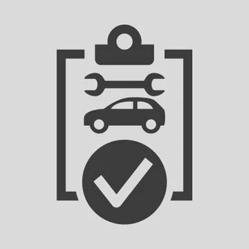Car list icon on grey background. Stock Illustration