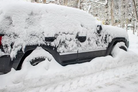 Car littered with snow. Stock Photos