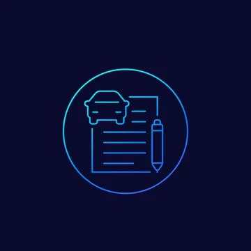Car loan documents, vector line icon Stock Illustration