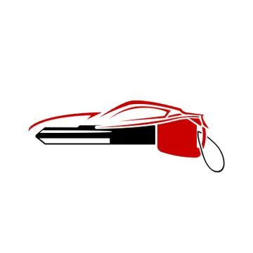 Car logo design with key, auto car logo, silhouette logo design, vector icons Illustrazione stock
