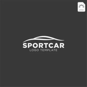 Car logo in simple line graphic design template vector - Vector Stock Illustration