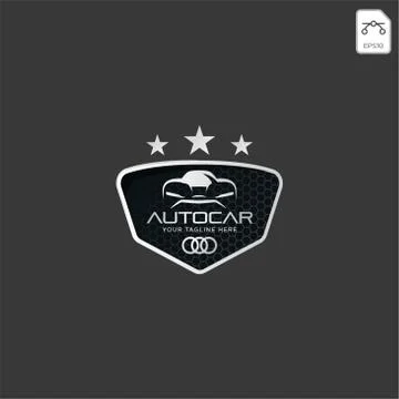 Car logo in simple line graphic design template vector - Vector Illustrazione stock