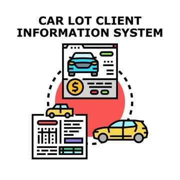Car lot client information system managing sales Stock Illustration
