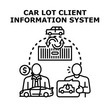 Car lot client information system managing vehicles and services Stock Illustration
