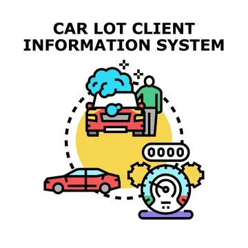 Car lot client information system managing services Illustrazione stock