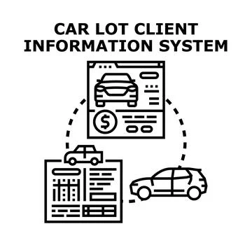 Car lot client information system managing sales Stock Illustration