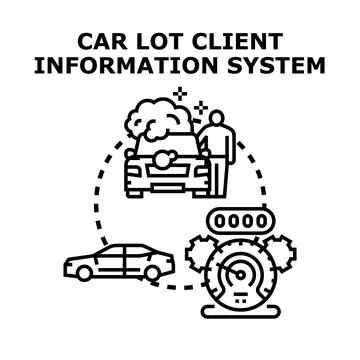 Car lot client information system managing services Stock Illustration