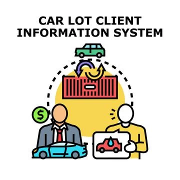 Car lot client information system managing vehicles and services Stock Illustration