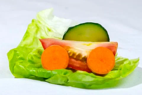 Car made of Raw Vegetables Stock Photos