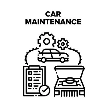Car Maintenance Vector Black Illustration Ilustración de archivo