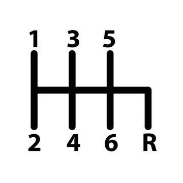 Car manual shift lever linear logo mark in black and white Illustrazione stock