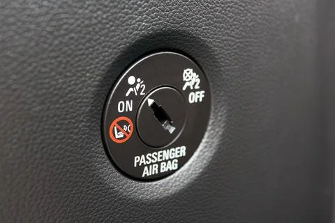 Car manual switch control panel for front passenger airbag activation deactiv Stock Photos