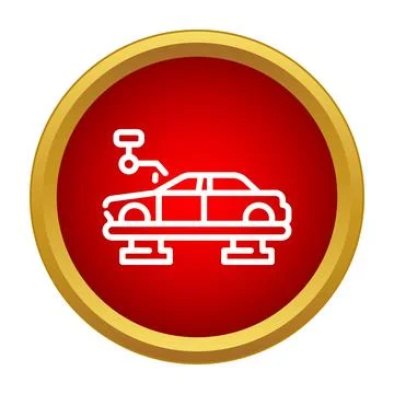Car manufacturing assembly line with robotic arm icon Stock Illustration