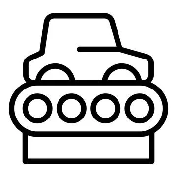 Car manufacturing process on assembly line icon Stock Illustration