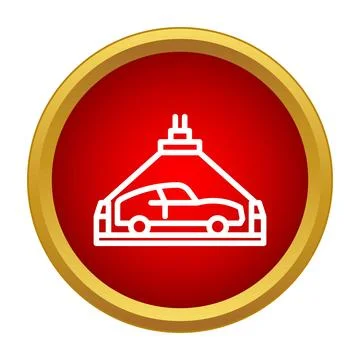 Car manufacturing process icon on a red background Stock Illustration