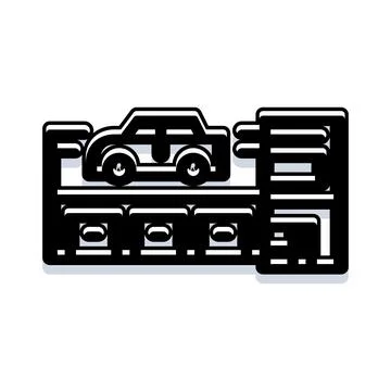 Car manufacturing process on industrial assembly line Stockillustratie