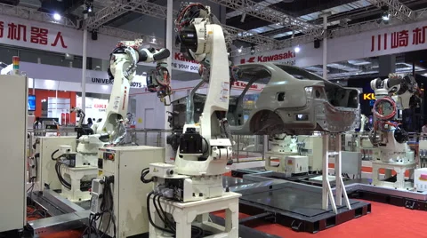 Car manufacturing robot, automated Stock Video Pond5