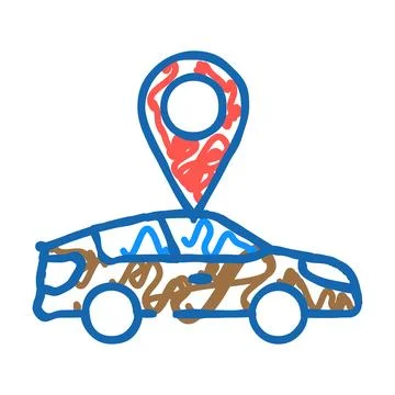 Car map location icon doodle illustration 스톡 일러스트