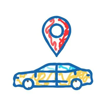 Car map location icon doodle illustration Illustrazione stock