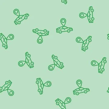 Car map location line vector seamless pattern Stock Illustration