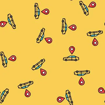 Car map location vector seamless pattern Stock Illustration