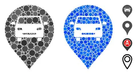 Car Map Marker Mosaic Icon of Spheric Items Stock Illustration