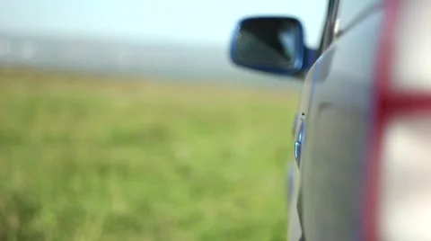 The car is in the meadow Video stock 67320246