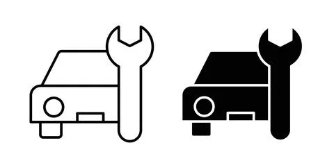 Car mechanic icon symbol. Vector illustration pack in black color. Stock Illustration