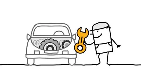 Car &amp; mechanic Stock Illustration
